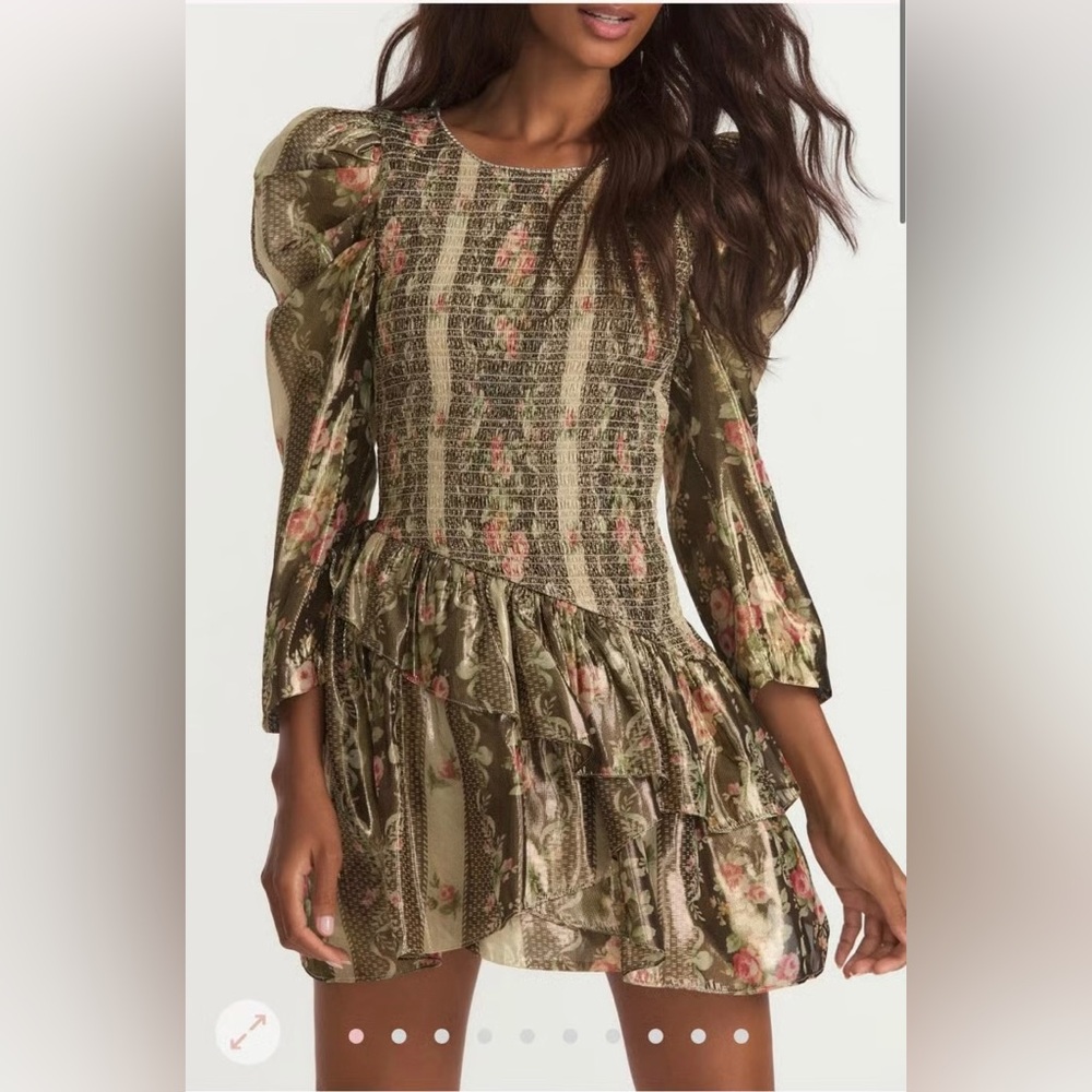 Loveshackfancy Greenwich Metallic Mini Dress